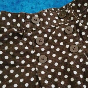 Brown and baby blue polka-dotted skirt